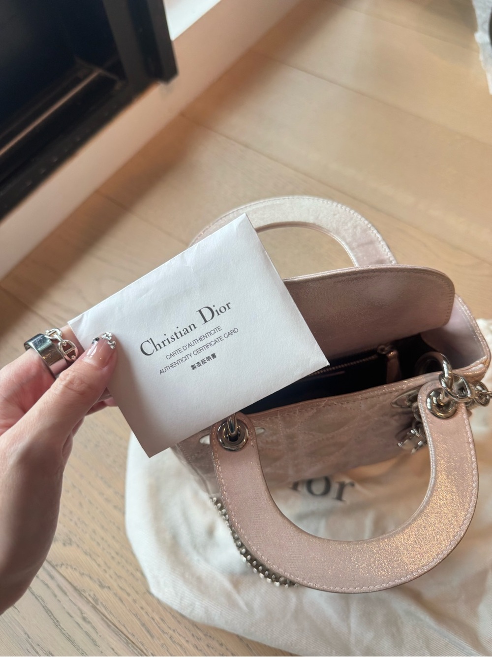 Dior Quilted Metallic Light Pink Crossbody Bag - Picture 6 of 12